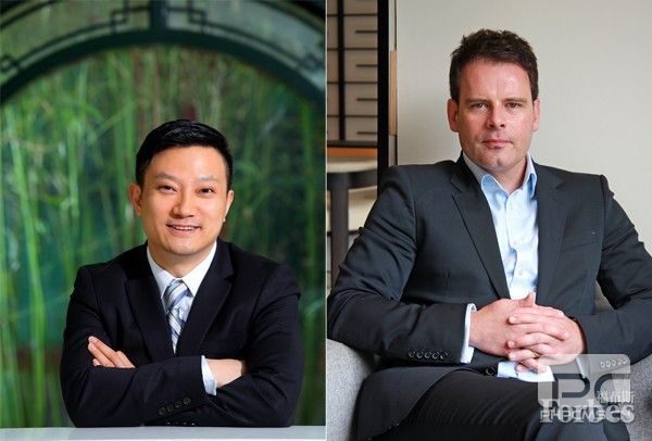 爱康集团董事长兼首席执行官张黎刚(左),臻景医疗联合创始人Derek Muhs